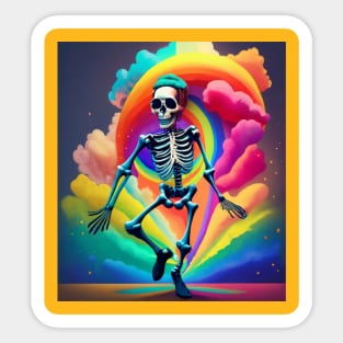 Dancing Skeleton Rainbow Sticker
